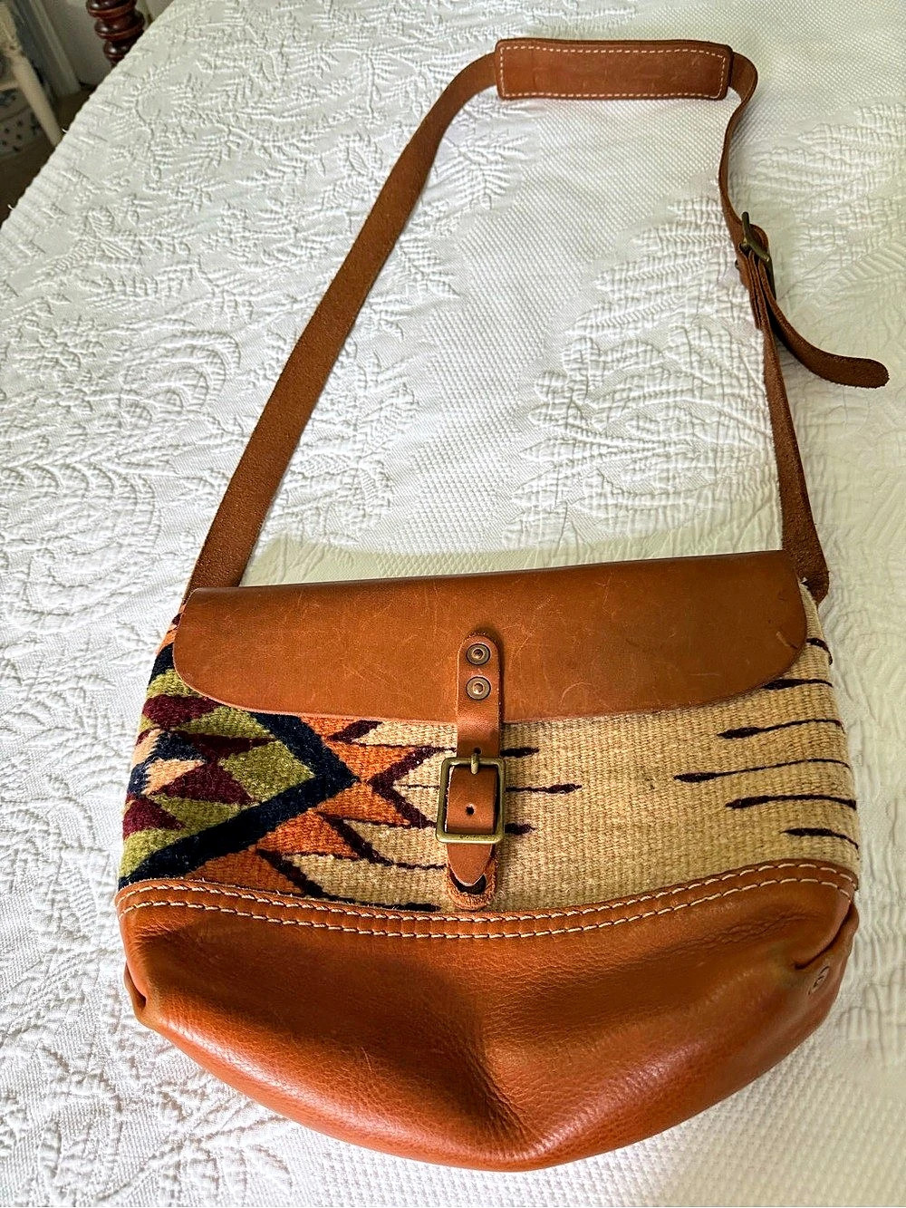 WILL Leather Geometric Shoulder Bag in Brown & Tan